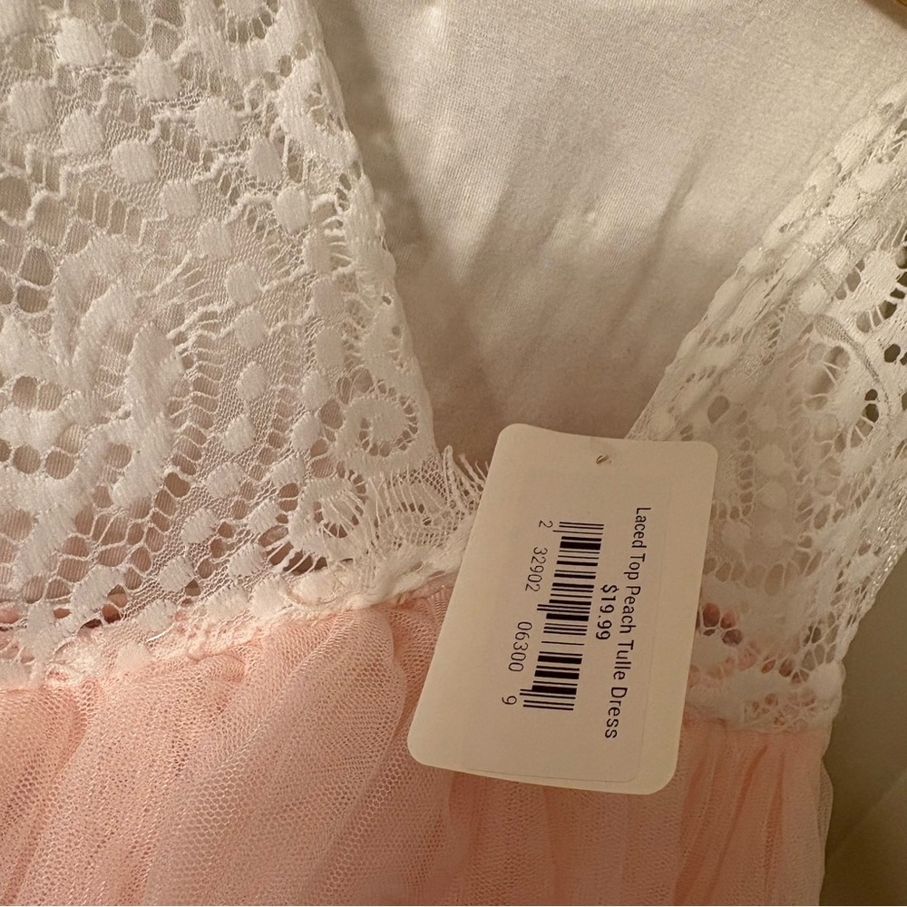 White & Blush Pink Layered Tulle Dress Girls Size 5 - Picture 8 of 8